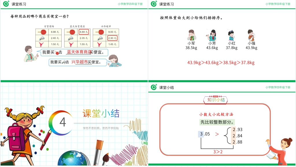 小学数学四年级下册《小数的大小比较》PPT课件 小学数学四年级下册《小数的大小比较》PPT课件