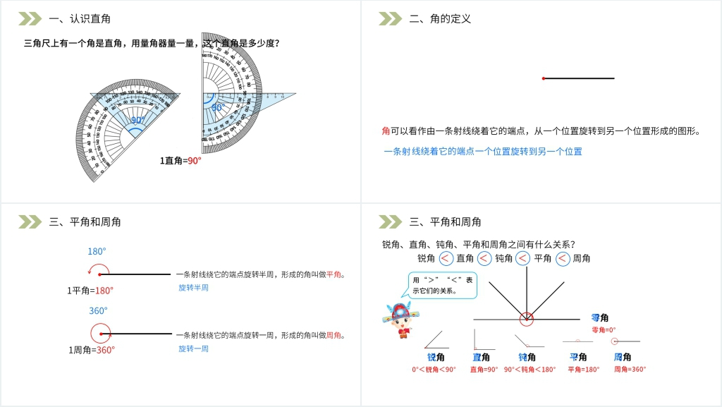 人教版小学数学四年级上册《角的分类》PPT课件 人教版小学数学四年级上册《角的分类》PPT课件