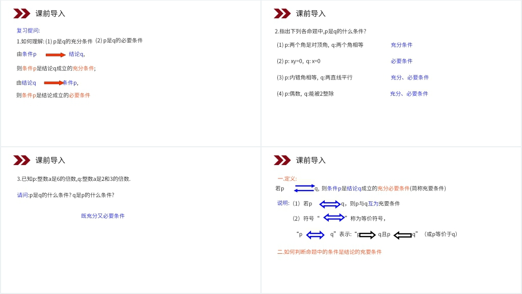 人教版高中数学选修2-1《充要条件》PPT课件