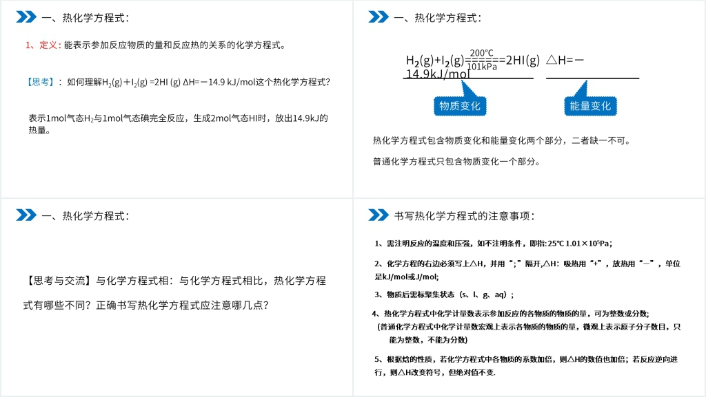 人教版高二化学选修4《化学反应与能量的变化》教学PPT课件