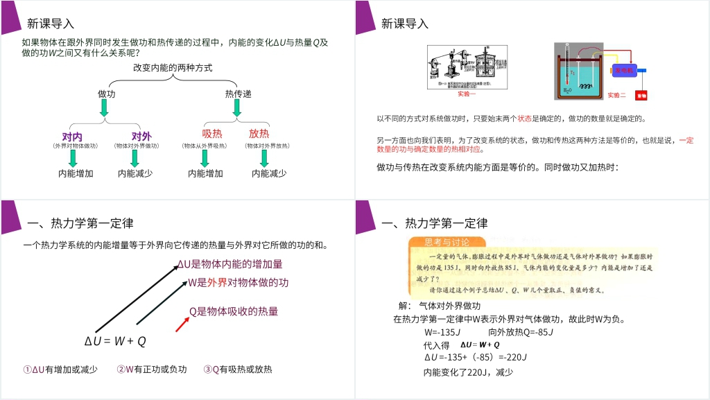 人教版高三物理选修3-3《热力学第一定律能量守恒定律》PPT课件 人教版高三物理选修3-3《热力学第一定律能量守恒定律》PPT课件