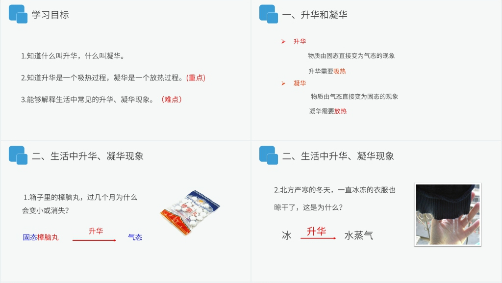 人教版八年级初二物理上册《升华和凝华》PPT课件 人教版八年级初二物理上册《升华和凝华》PPT课件