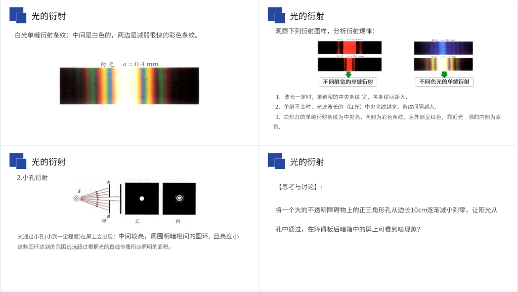 人教版高三物理选修3-4《光的衍射》PPT课件 人教版高三物理选修3-4《光的衍射》PPT课件