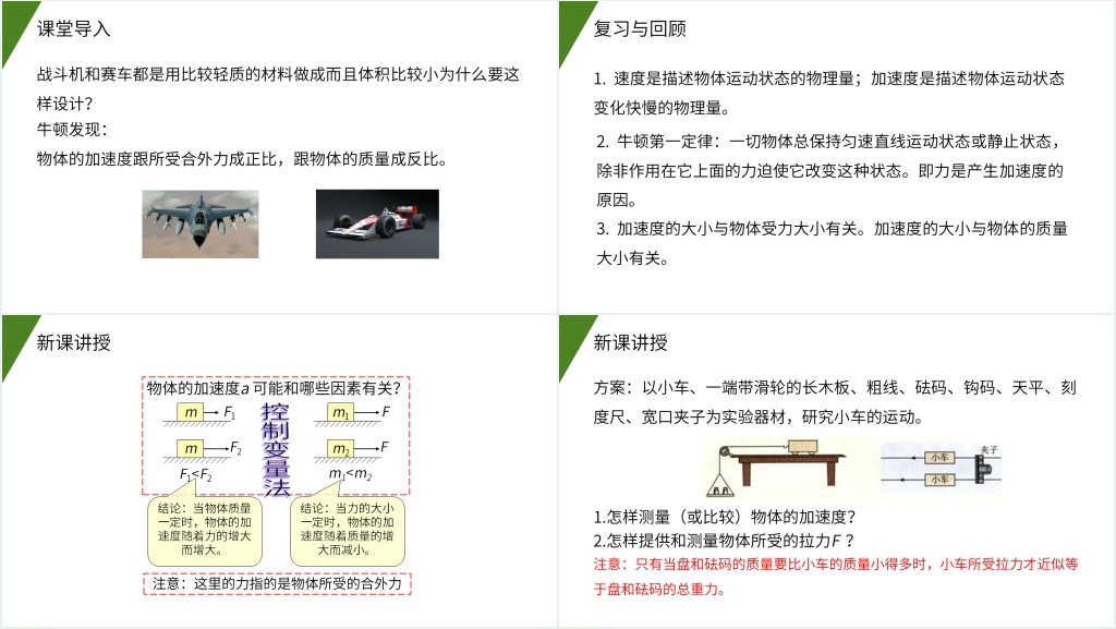 人教版高一物理必修1《探究加速度与力和质量的关系》PPT课件 人教版高一物理必修1《探究加速度与力和质量的关系》PPT课件