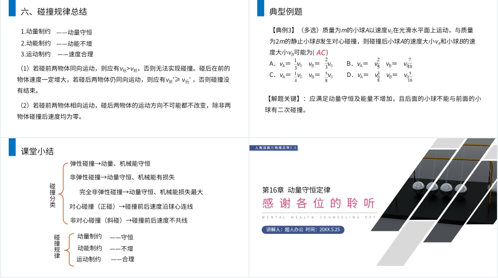 人教版高二物理选修3-5《动量守恒定律之碰撞》PPT课件 人教版高二物理选修3-5《动量守恒定律之碰撞》PPT课件