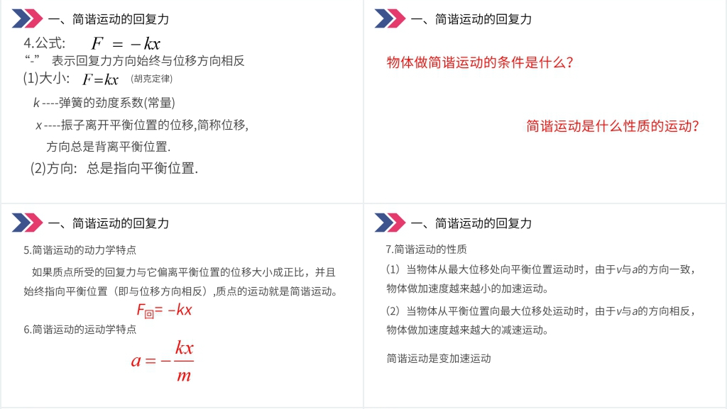 人教版高三物理选修3-4《简谐运动的回复力和能量》PPT课件 人教版高三物理选修3-4《简谐运动的回复力和能量》PPT课件
