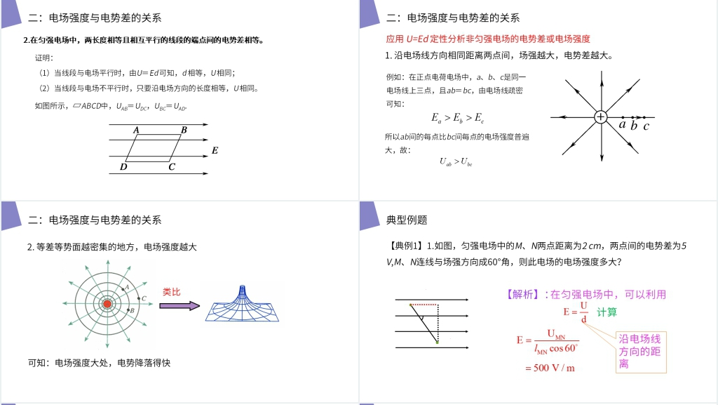 人教版高二物理选修3-1《电势差与电场强度的关系》PPT课件 人教版高二物理选修3-1《电势差与电场强度的关系》PPT课件