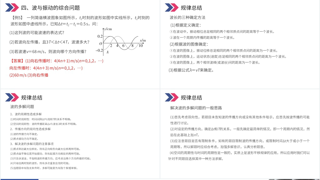 人教版高三物理选修3-4《波长、频率和波速》PPT课件