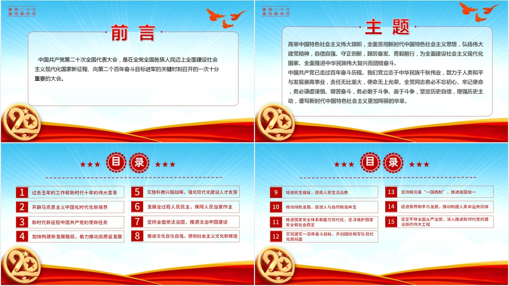 第二十次全国代表大会党的二十大报告PPT党课 第二十次全国代表大会党的二十大报告PPT党课
