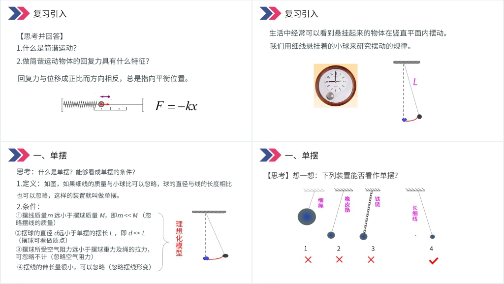 人教版高三物理选修3-4《单摆》PPT课件 人教版高三物理选修3-4《单摆》PPT课件