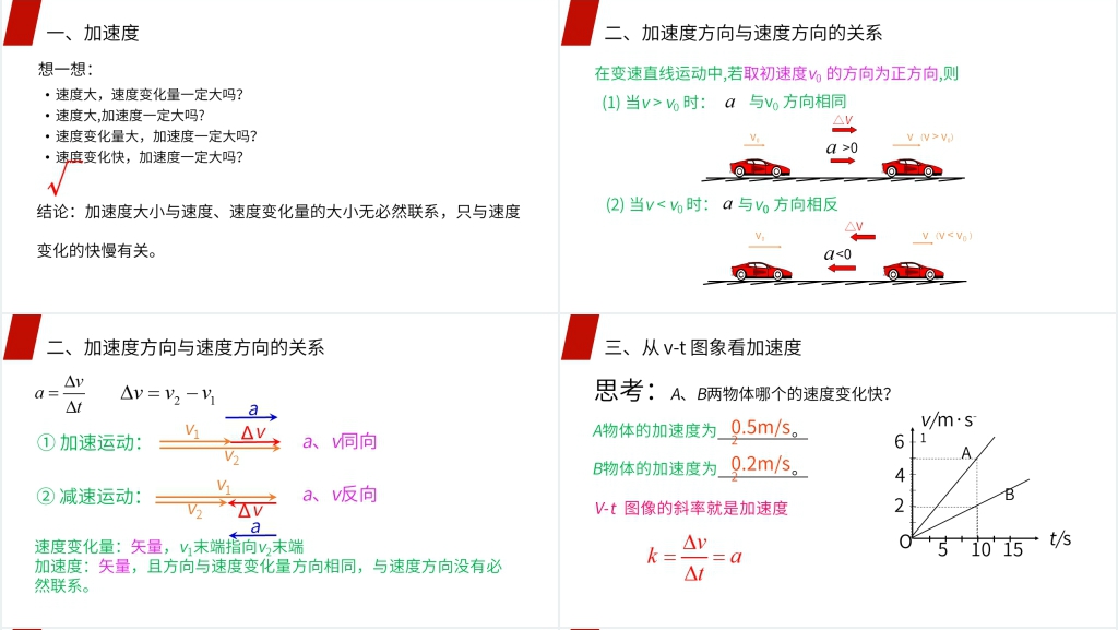 人教版高一物理必修1《速度变化快慢的描述加速度》PPT课件