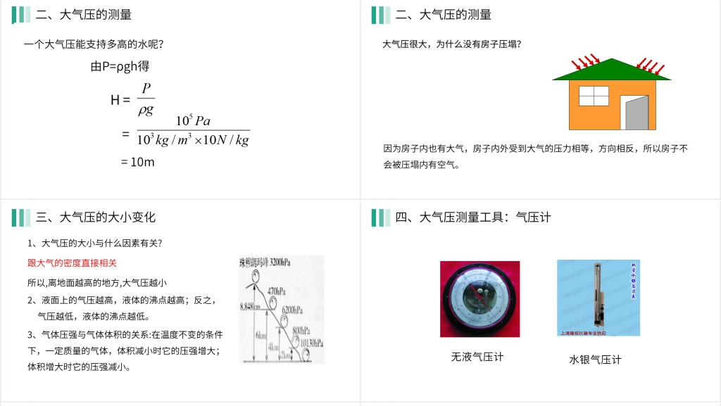 人教版八年级初二物理下册《大气压强》PPT课件 人教版八年级初二物理下册《大气压强》PPT课件