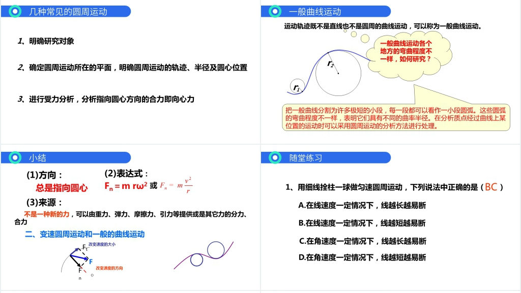 人教版必修高一物理《曲线运动之向心力》教案PPT课件 人教版必修高一物理《曲线运动之向心力》教案PPT课件