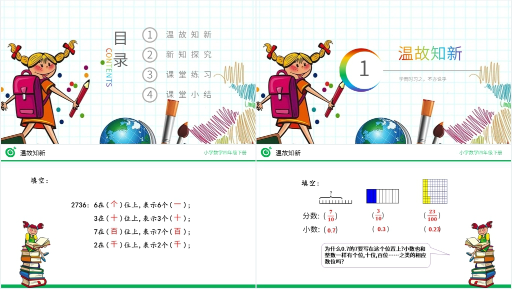 小学数学四年级下册《小数数位顺序表》PPT课件
