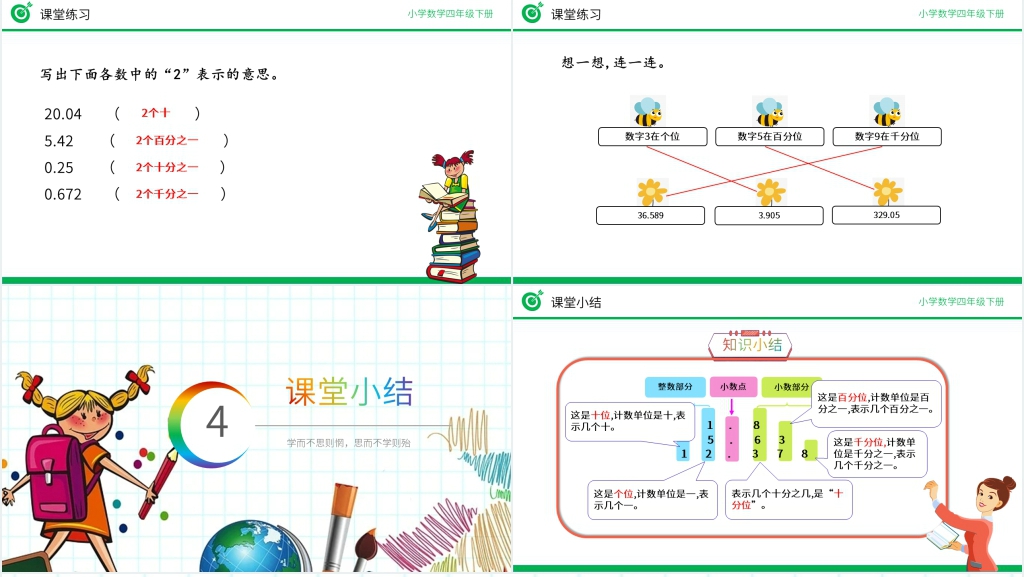 小学数学四年级下册《小数数位顺序表》PPT课件