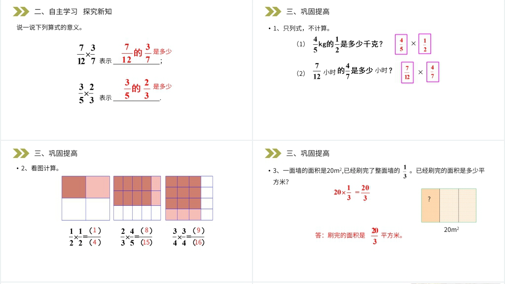 人教版小学六年级上册数学《分数乘分数》PPT课件 人教版小学六年级上册数学《分数乘分数》PPT课件