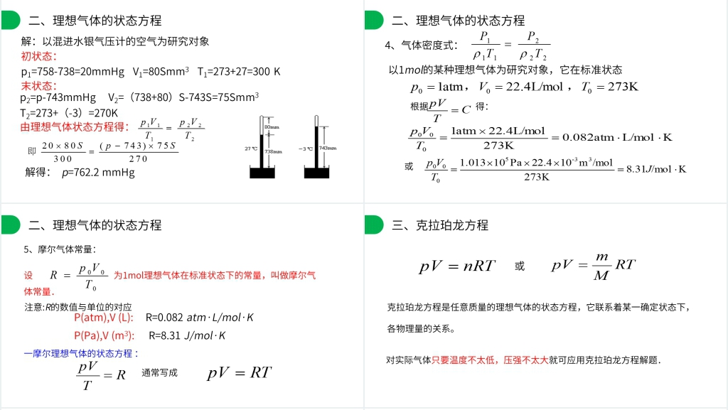 人教版高三物理选修3-3《理想气体的状态方程》PPT课件 人教版高三物理选修3-3《理想气体的状态方程》PPT课件