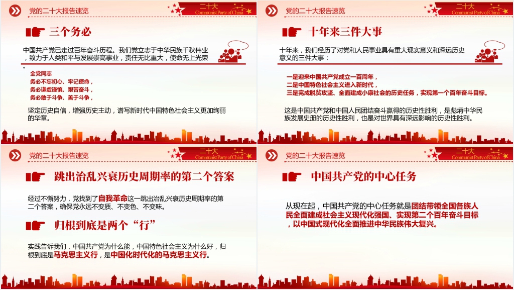 学习党的二十大报告要点PPT模板 学习党的二十大报告要点PPT模板