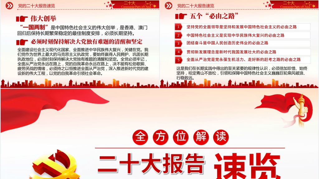 学习党的二十大报告要点PPT模板 学习党的二十大报告要点PPT模板