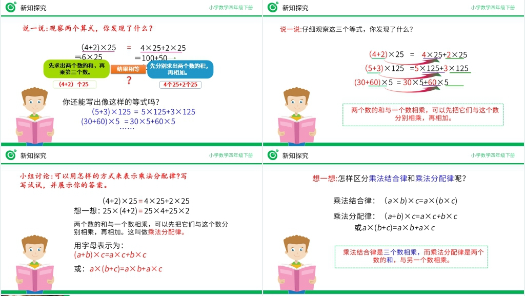 小学数学四年级下册《乘法分配律》PPT课件 小学数学四年级下册《乘法分配律》PPT课件