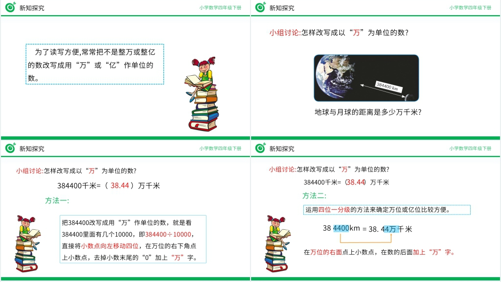 小学数学四年级下册《改写成用“万”“亿”作单位的数》(第4.5.2课时)PPT课件 小学数学四年级下册《改写成用“万”“亿”作单位的数》(第4.5.2课时)PPT课件