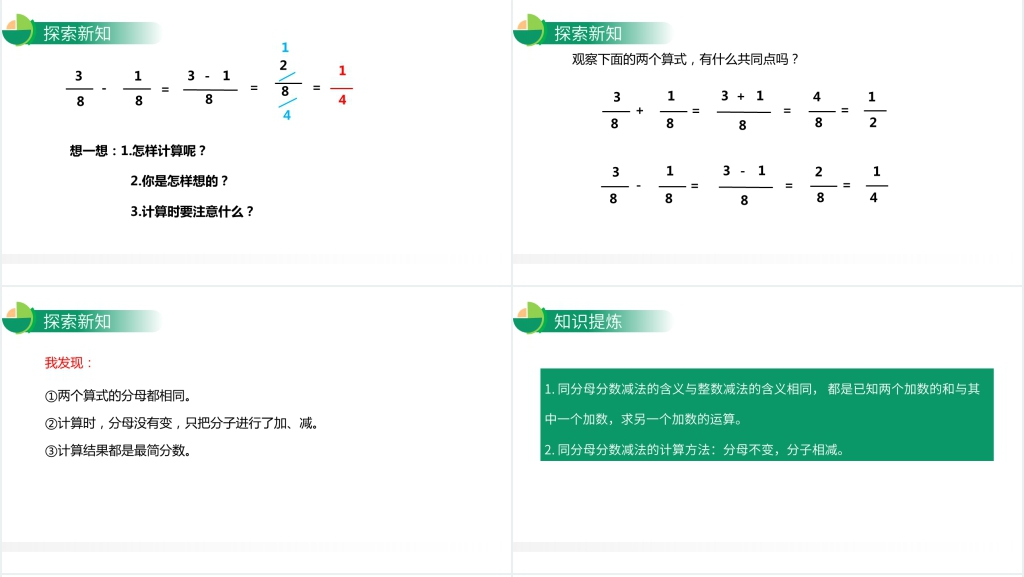 人教版小学五年级下册数学《同分母分数加、减法》PPT课件 人教版小学五年级下册数学《同分母分数加、减法》PPT课件