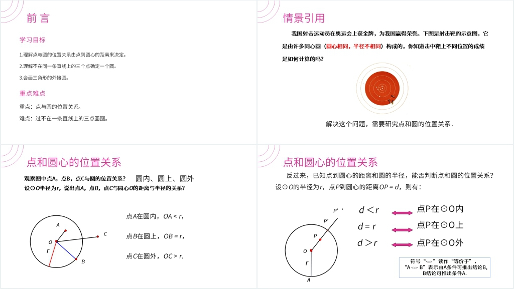 九年级初三数学上册《点和圆的位置关系》PPT课件 九年级初三数学上册《点和圆的位置关系》PPT课件