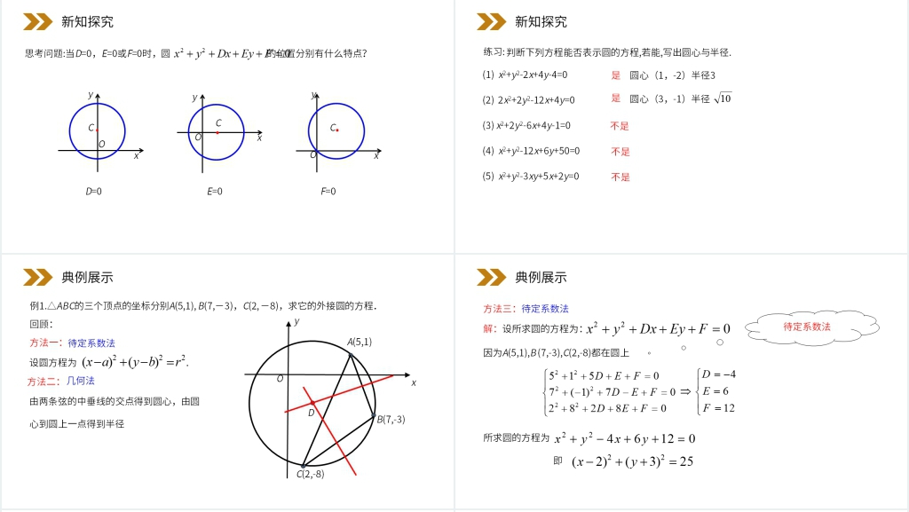 人教版高中数学必修二《圆的一般方程》教学PPT课件 人教版高中数学必修二《圆的一般方程》教学PPT课件