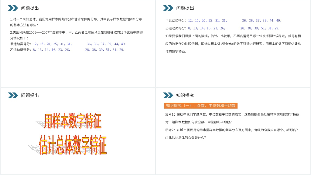 人教版高中数学必修三《用样本的数字特征估计总体的数字特征》PPT课件 人教版高中数学必修三《用样本的数字特征估计总体的数字特征》PPT课件