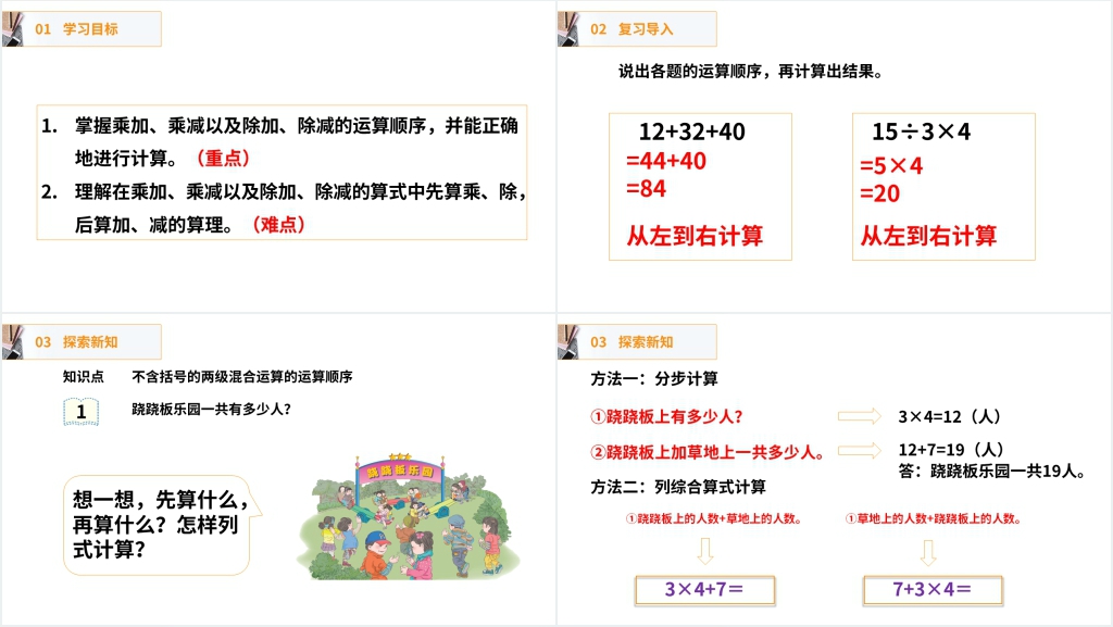 人教版小学数学二年级下册《没有括号的同级混合运算》(第5.2课时)PPT课件 人教版小学数学二年级下册《没有括号的同级混合运算》(第5.2课时)PPT课件