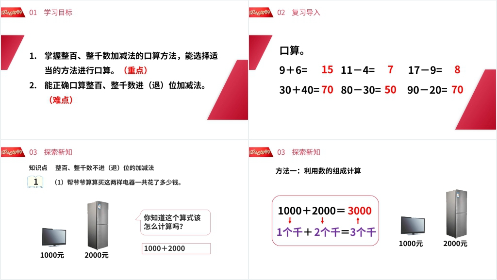 人教版小学数学二年级下册《整百整千数的加减法》教学PPT课件 人教版小学数学二年级下册《整百整千数的加减法》教学PPT课件