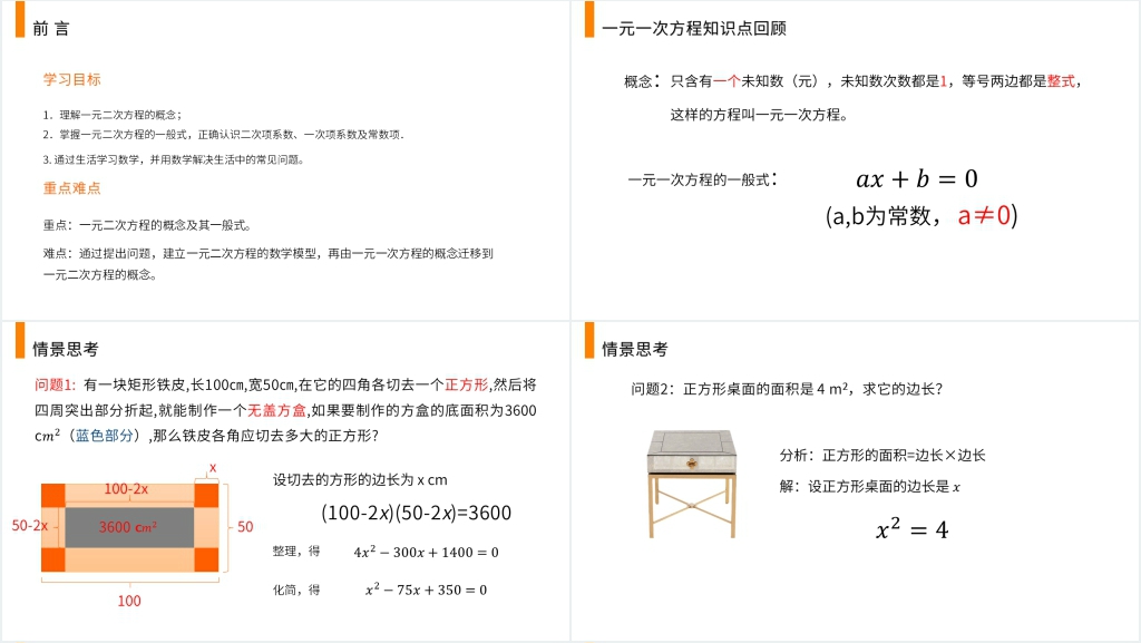 九年级初三数学上册《一元二次方程》教案PPT课件 九年级初三数学上册《一元二次方程》教案PPT课件