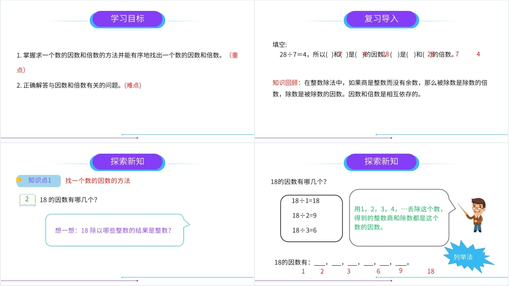 人教版小学数学五年级下册《因数和倍数》教案PPT课件 人教版小学数学五年级下册《因数和倍数》教案PPT课件