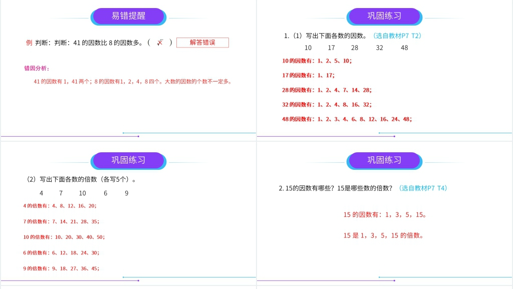 人教版小学数学五年级下册《因数和倍数》教案PPT课件 人教版小学数学五年级下册《因数和倍数》教案PPT课件