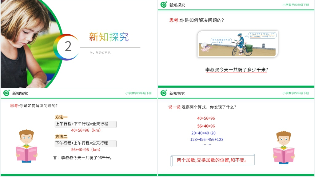 小学数学四年级下册《加法运算定律》讲课教案PPT课件 小学数学四年级下册《加法运算定律》讲课教案PPT课件