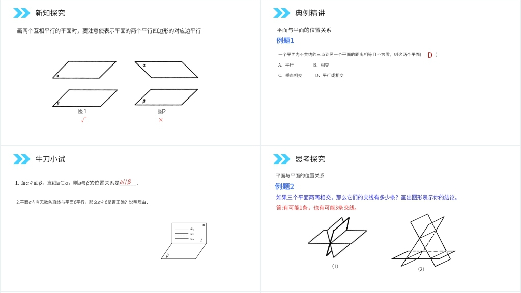 人教版高中数学必修二《平面与平面之间的位置关系》讲课PPT课件 人教版高中数学必修二《平面与平面之间的位置关系》讲课PPT课件