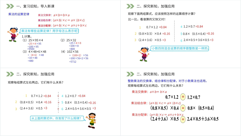 人教版小学数学五年级上册《整数乘法运算定律推广到小数》(第一课时)PPT课件 人教版小学数学五年级上册《整数乘法运算定律推广到小数》(第一课时)PPT课件