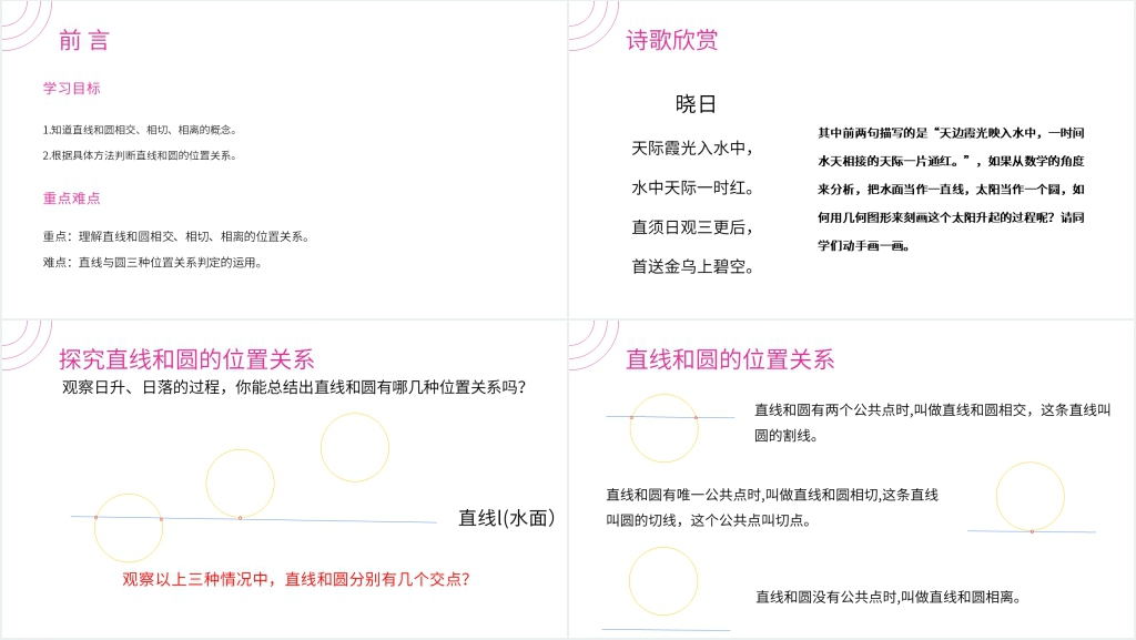 九年级初三数学上册《直线和圆的位置关系》PPT课件 九年级初三数学上册《直线和圆的位置关系》PPT课件
