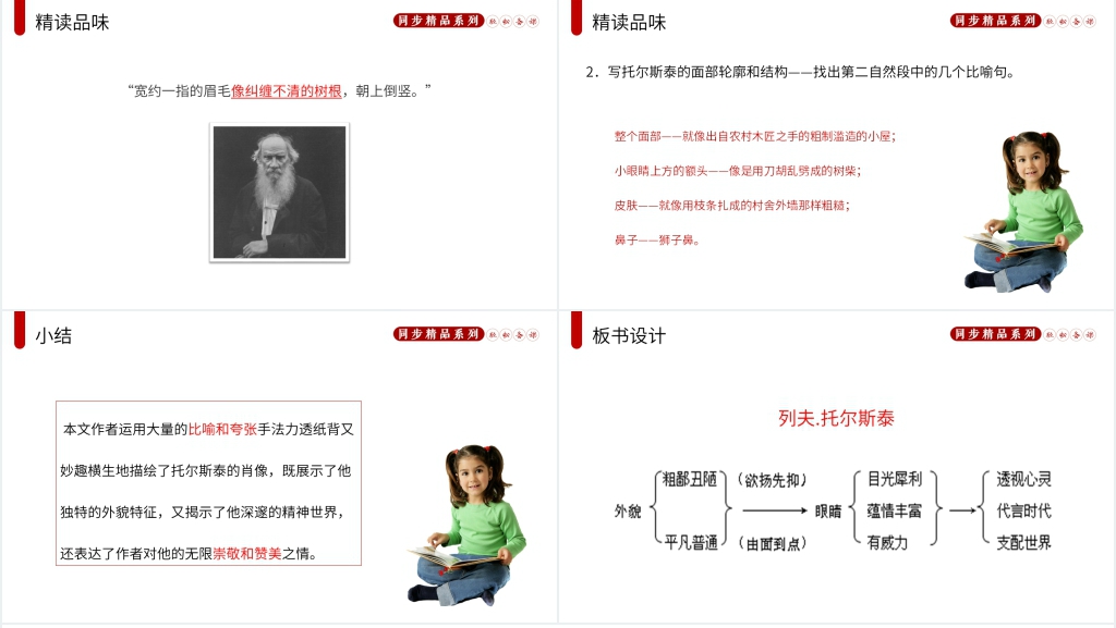 人教版八年级上册语文《列夫托尔斯泰》课文教案PPT课件