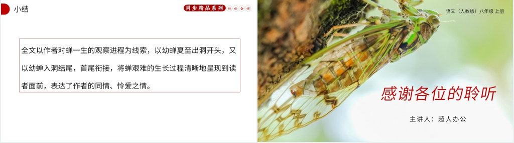 人教版八年级上册语文《蝉》教案PPT课件 人教版八年级上册语文《蝉》教案PPT课件