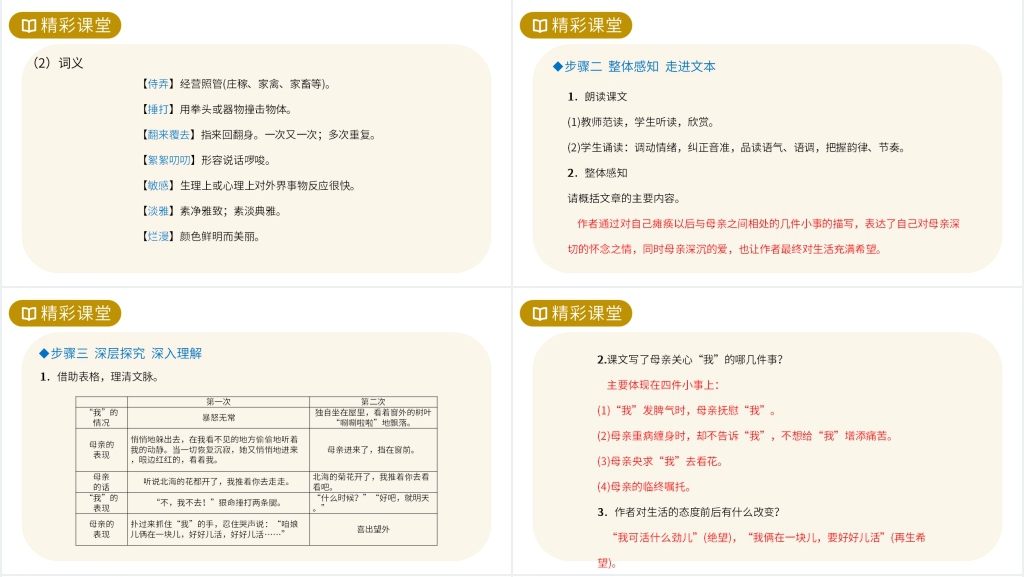 人教版七年级上册语文《秋天的怀念》教案PPT课件 人教版七年级上册语文《秋天的怀念》教案PPT课件