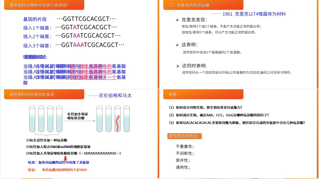 高一下册生物必修二《遗传密码的破译》PPT课件 高一下册生物必修二《遗传密码的破译》PPT课件