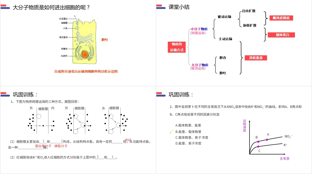 人教版必修高一生物《物质跨膜运输的方式》PPT课件 人教版必修高一生物《物质跨膜运输的方式》PPT课件