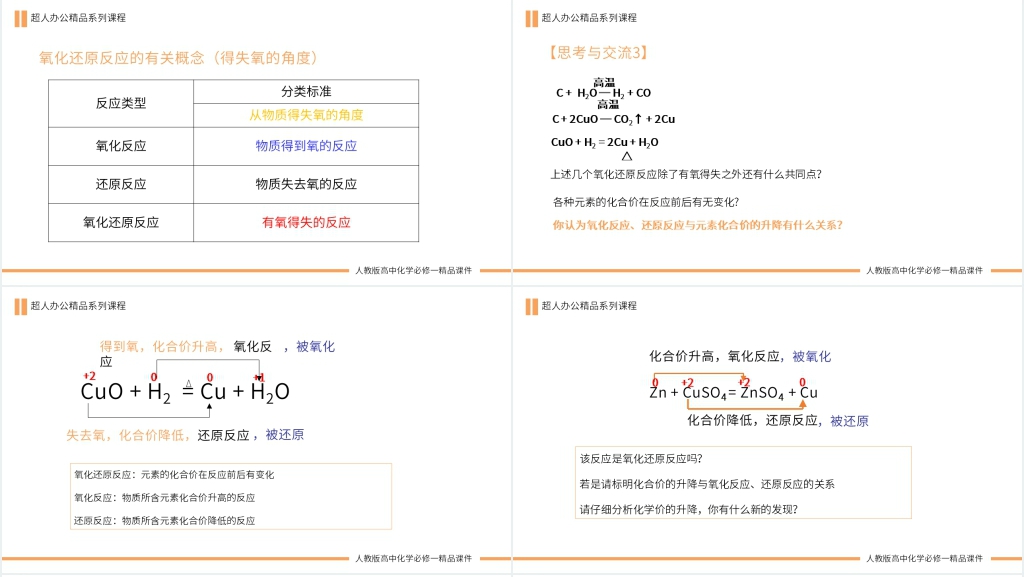 人教版高一必修一《氧化还原反应概念》PPT课件 人教版高一必修一《氧化还原反应概念》PPT课件