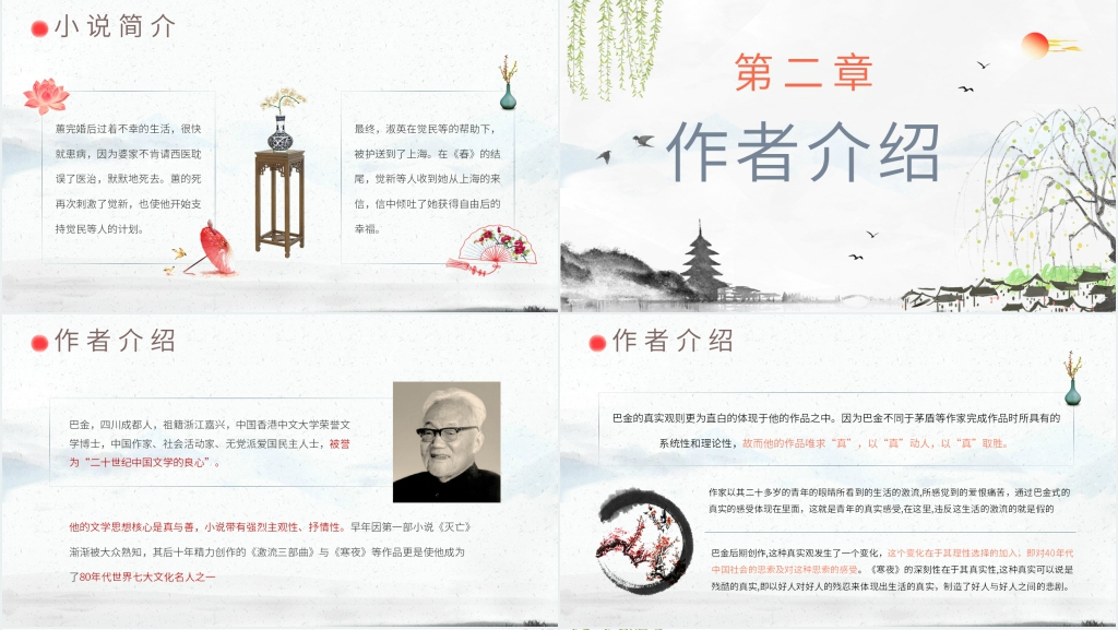 巴金的春读书分享会PPT模板 巴金的春读书分享会PPT模板