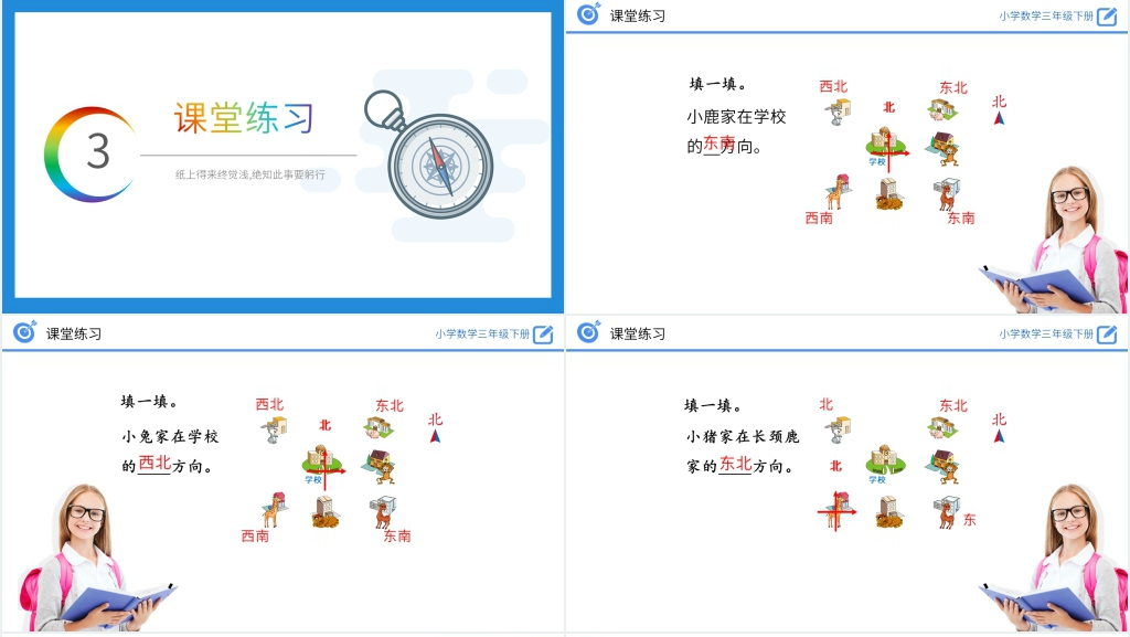 小学数学三年级下册《认识东北、东南、西南、西北》教学PPT课件 小学数学三年级下册《认识东北、东南、西南、西北》教学PPT课件