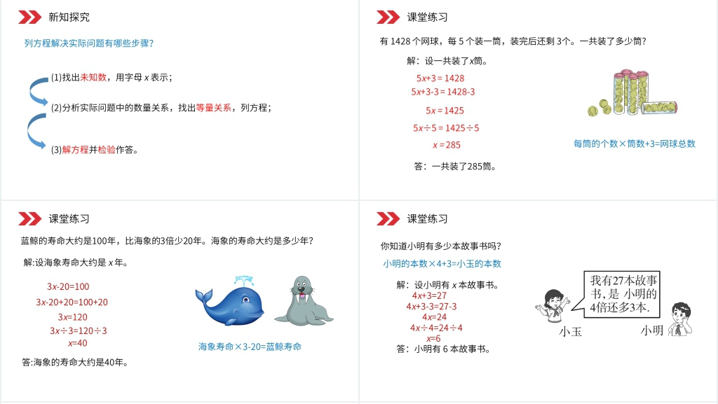 人教版小学数学五年级上册《ax±b=c的应用》讲解PPT课件 人教版小学数学五年级上册《ax±b=c的应用》讲解PPT课件