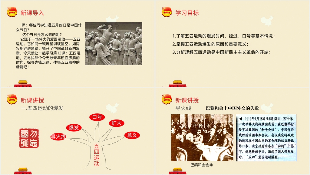 初中八年级历史上册五四运动教学PPT课件
