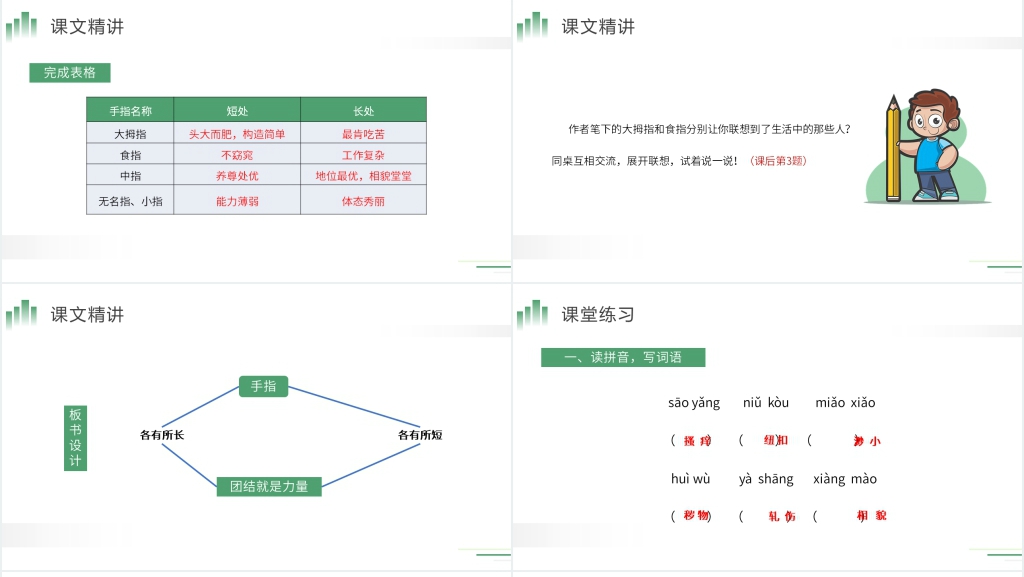 人教版五年级下册语文《手指》PPT课件