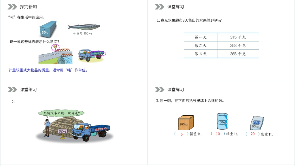 人教版小学数学三年级上册《吨的认识》PPT课件 人教版小学数学三年级上册《吨的认识》PPT课件